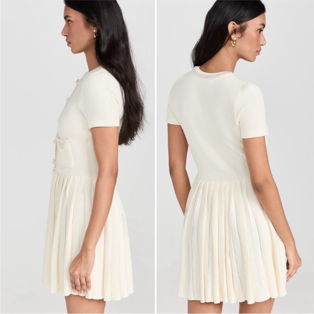 Used Self Portrait Mini Dress Cream $510 MSRP Revolve Tuckernuck